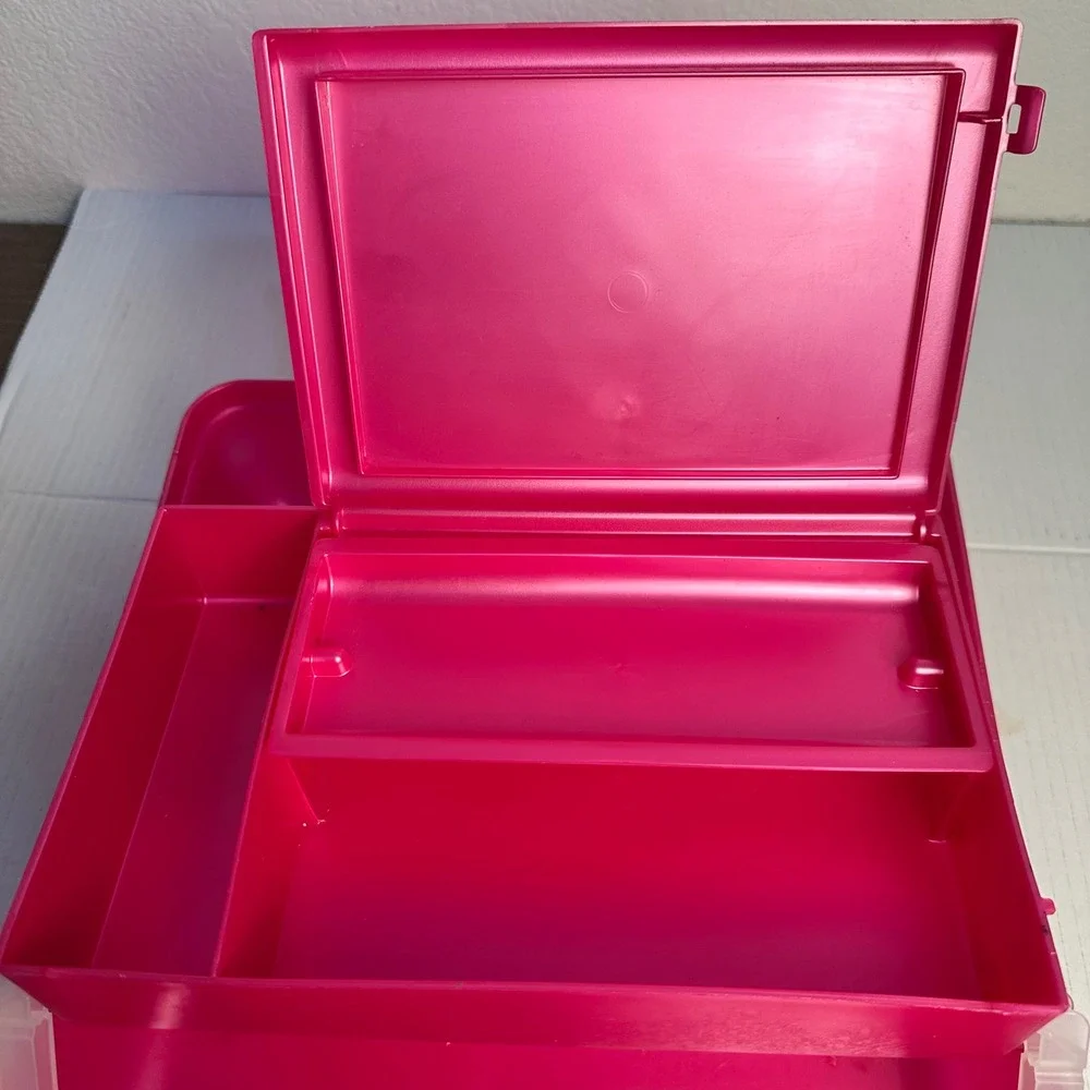 Caboodles Makeup Case Girls‎ Large Pink Vintage 90s Cosmetic Organizer Tiered